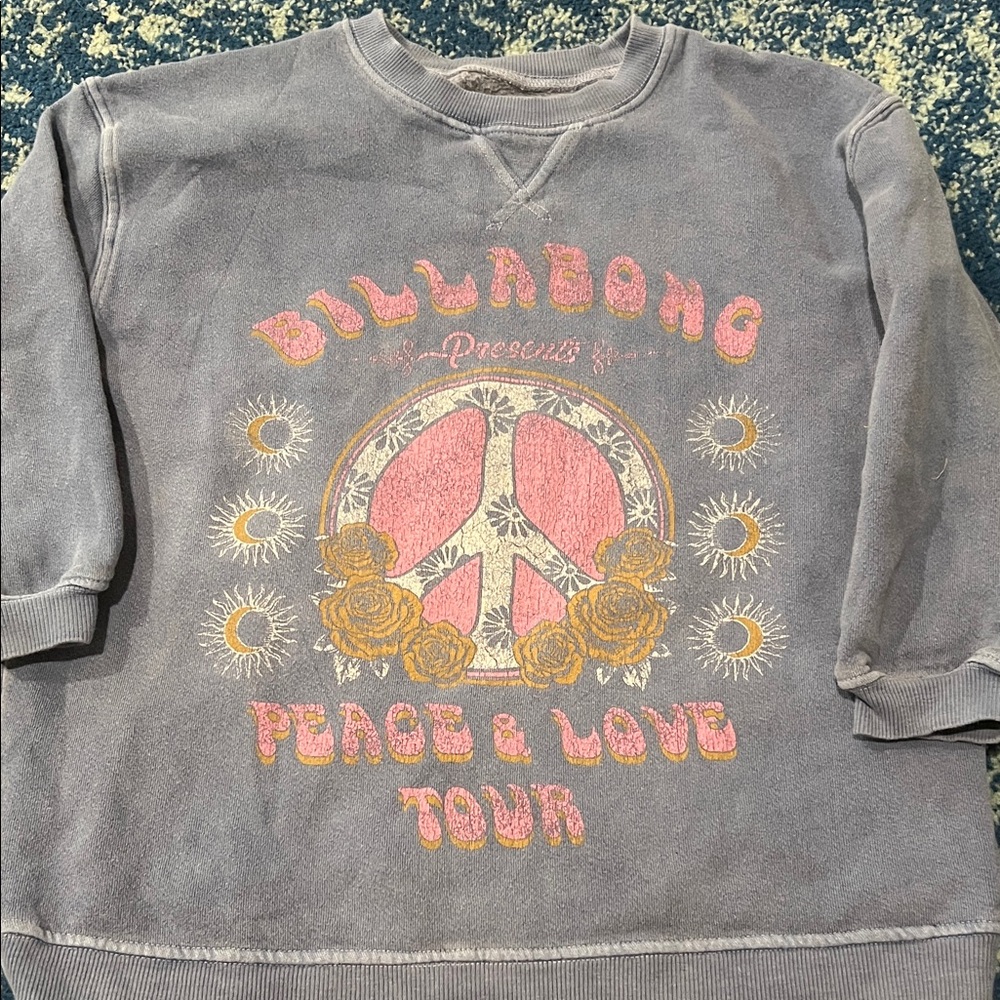 Billabong Gray Sweatshirt with Pink and Yellow Graphic